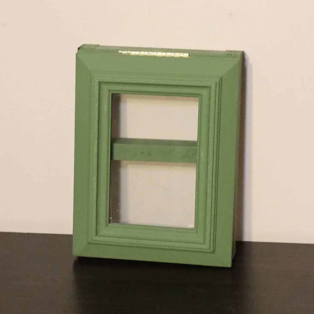 Framed green picture frame and shelf - perfect for storing small items!